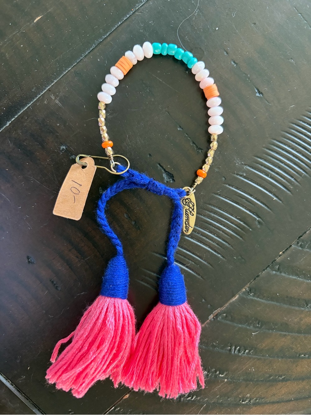 Plunder Pink and Blue Tassel Beaded Bracelet